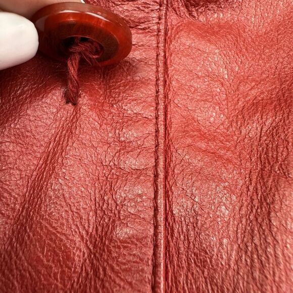 Vintage Jacqueline Ferrar Red Leather Coat XL Oversized Grunge Y2K Retro - Picture 7 of 10